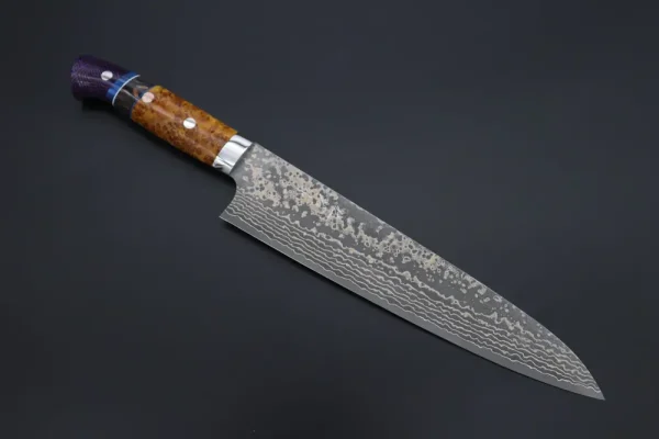 VG-10W Multi-Colored Golden-Rainbow Damascus Gyuto Knife 240mm (9.4 Inch)