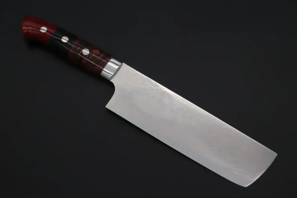 VG-10W Multi-Colored Golden-Rainbow Damascus Nakiri Knife 165mm (6.4 Inch)
