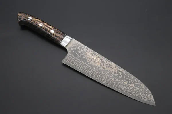 VG-10W Multi-Colored Golden-Rainbow Damascus Santoku Knife 180mm (7 Inch)