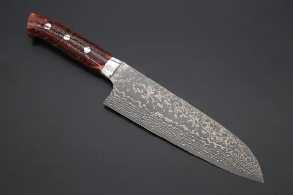 VG-10W Multi-Colored Golden-Rainbow Damascus Santoku Knife 180mm (7 Inch)