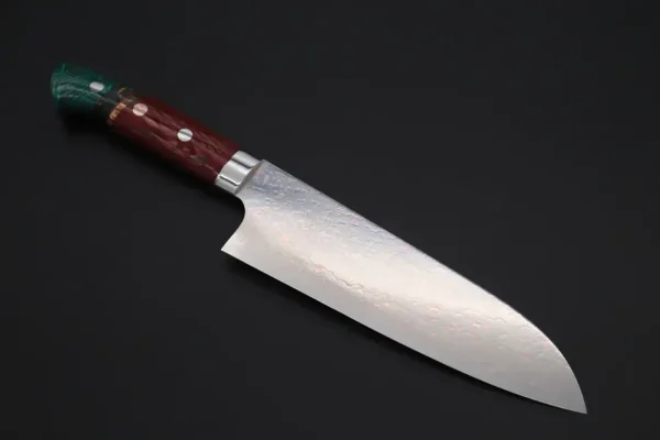 VG-10W Multi-Colored Golden-Rainbow Damascus Santoku Knife 180mm (7 Inch)